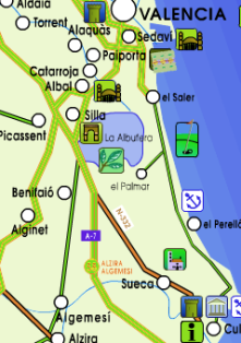 Map of Valencia and Albufera Spain