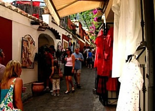 Lively streets of Positano Italy