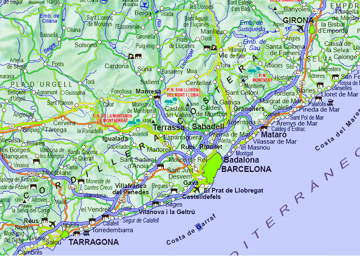 Road map of Barcelona districts - Spain 