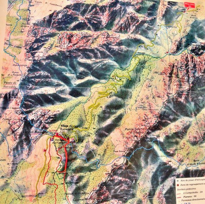 Bavella mountain map - Corsica 