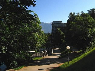 Lake Bled resort and promenade around lake