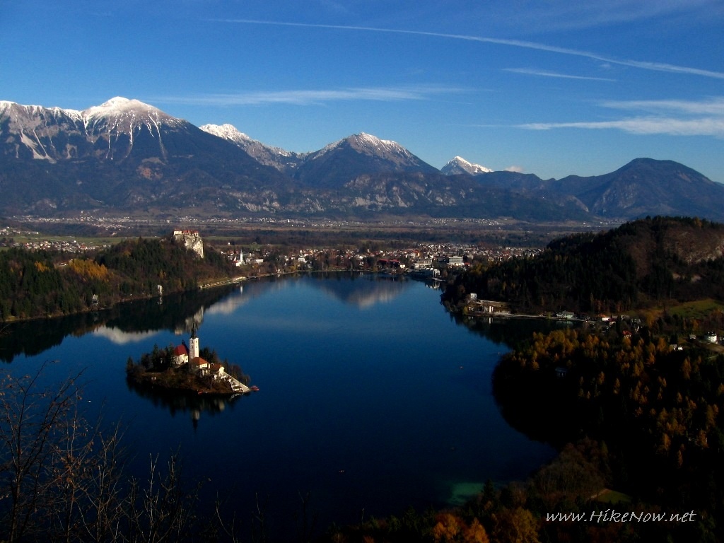 Lake Bled with mountains in background - Slovenia 