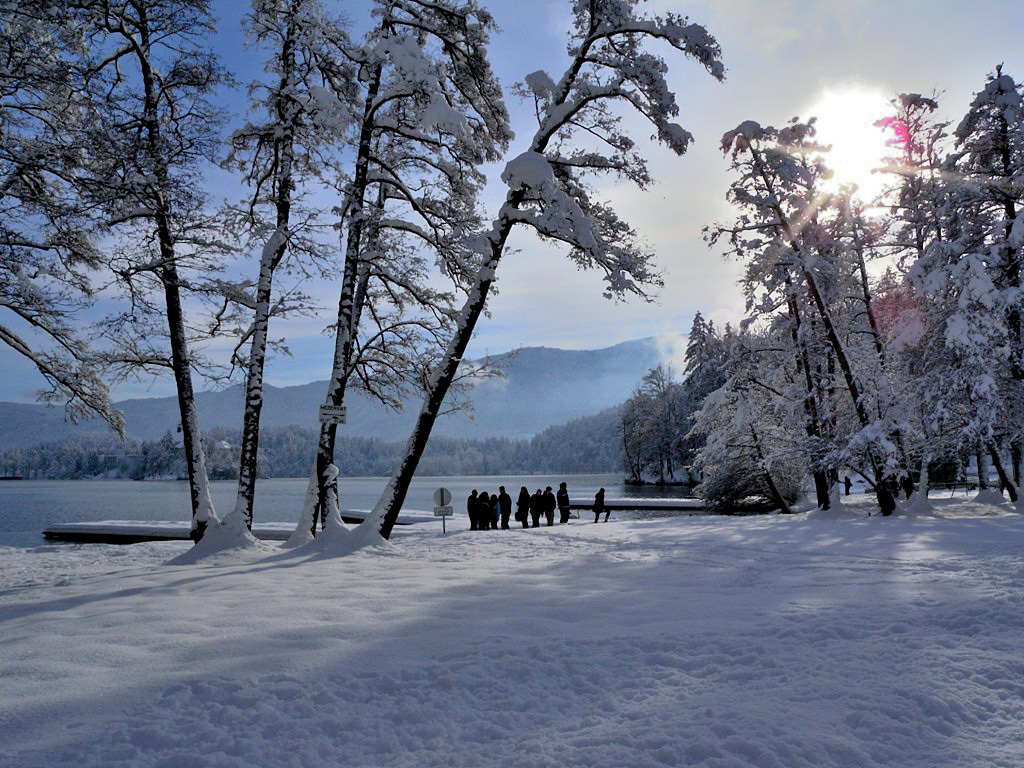 Walking around Lake Bled in winter time - Slovenia