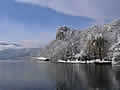 Lake Bled castle mountain winter- Slovenia