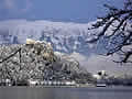 Lake Bled castle mountain winter- Slovenia