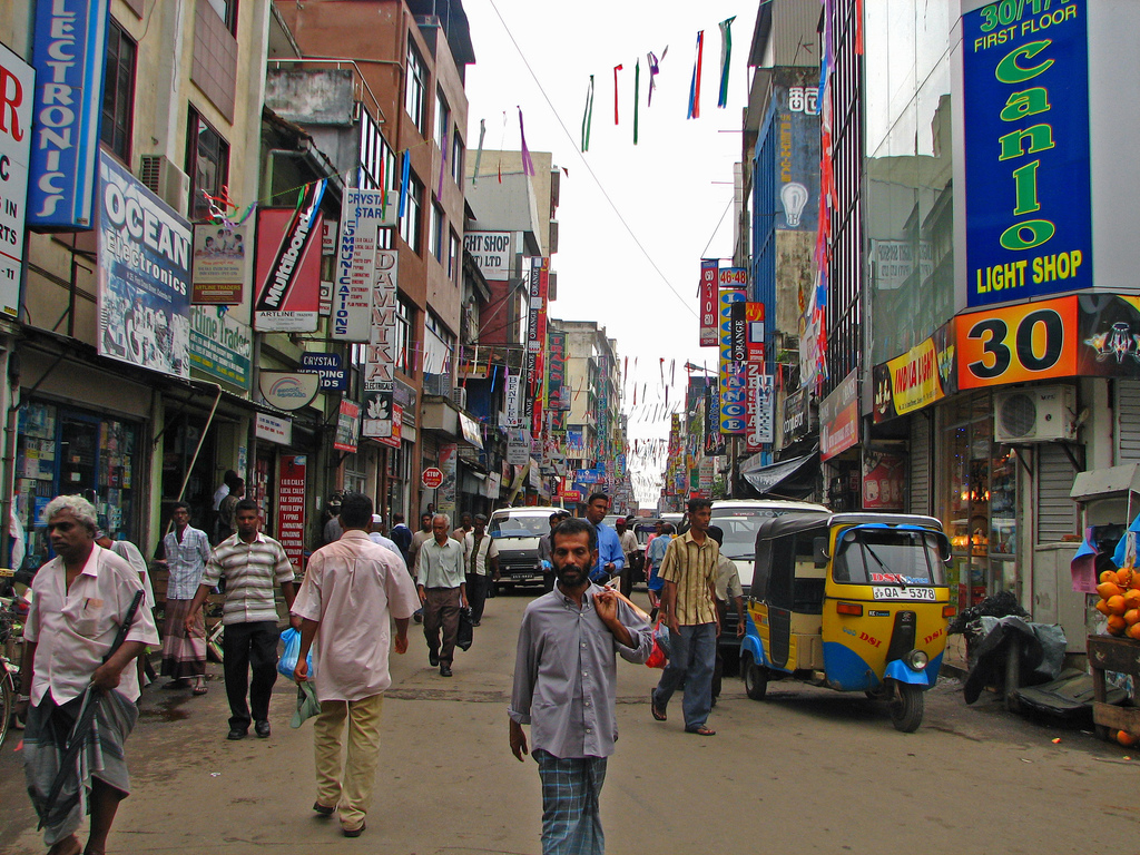Streets of Colombo with its famous Tuc Tuc cars - Sri Lanka 