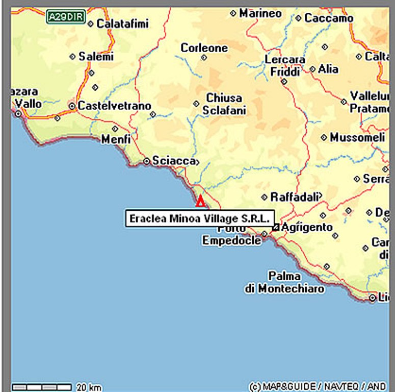 Eraclea Minoa and Agrigento map: Eraclea Minoa is positioned around 30 km far from Agrigento close the Capo Bianco hill - Sicily Italy 