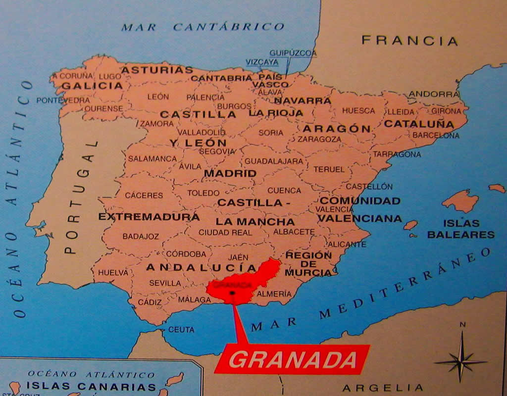 Where is Granada on map of Spain 