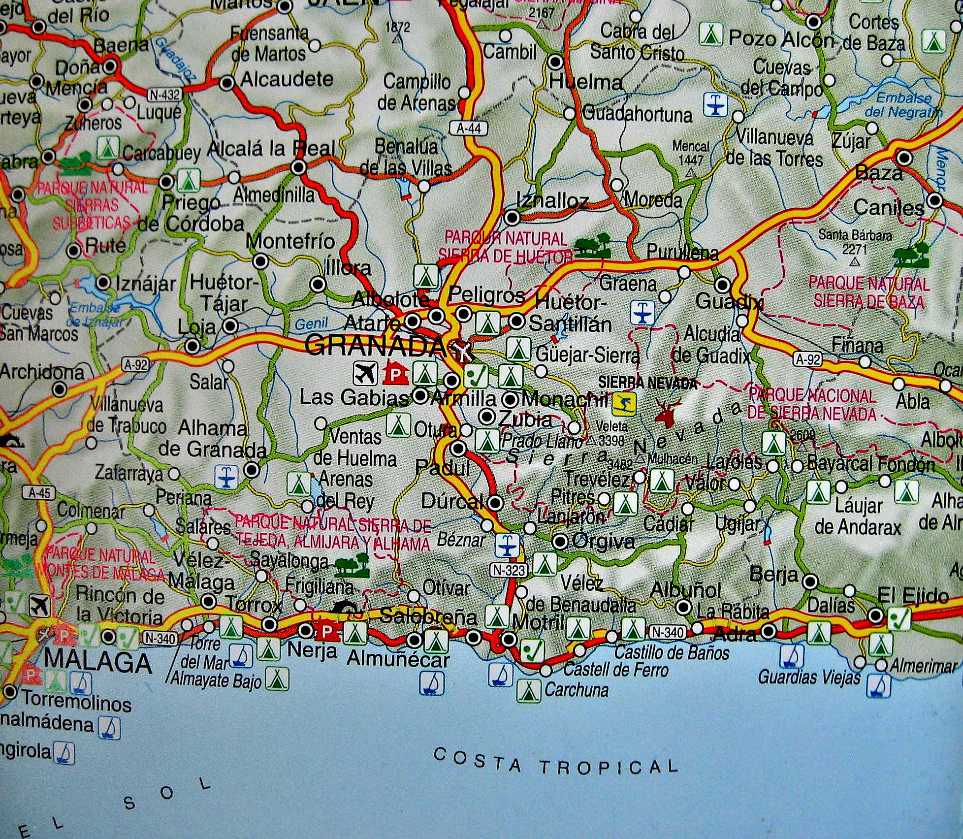 Road map of Granada - Spain 