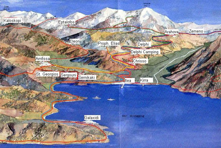 Map of Delphi greece