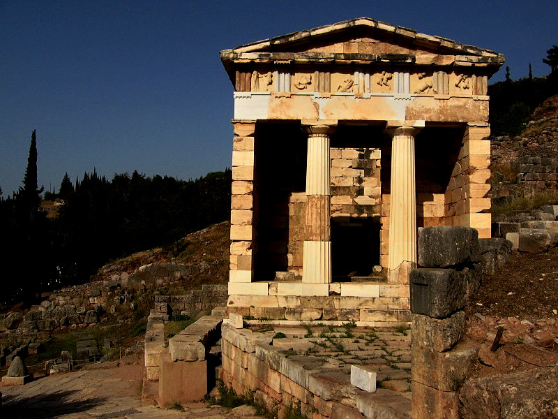 Athenian Treasury is perhaps the most impressive of the treasury house ruins it was built to commemorate their victory at the Battle of Marathon - Greece 
