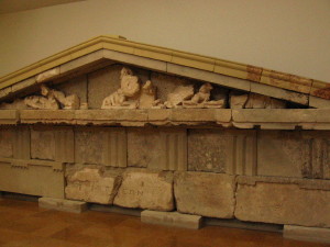 The sculptured ornaments from the Temple of Zeus.