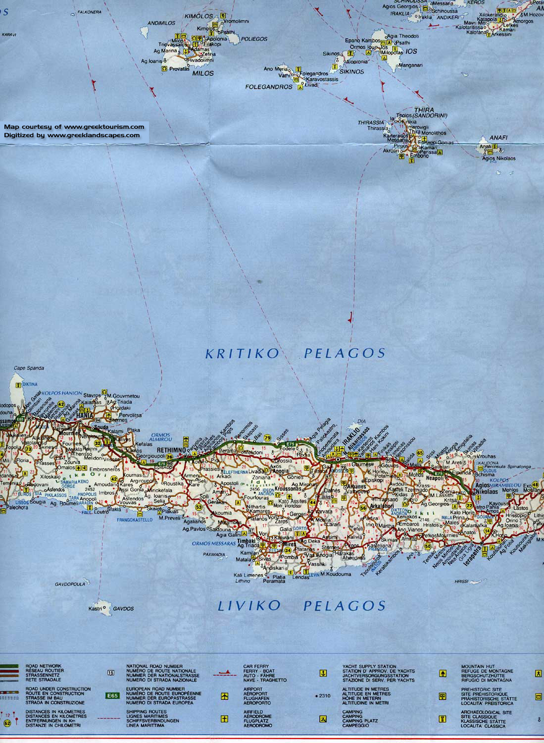 Map of Greek island Crete east 