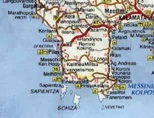 Road map of Pylos Greece