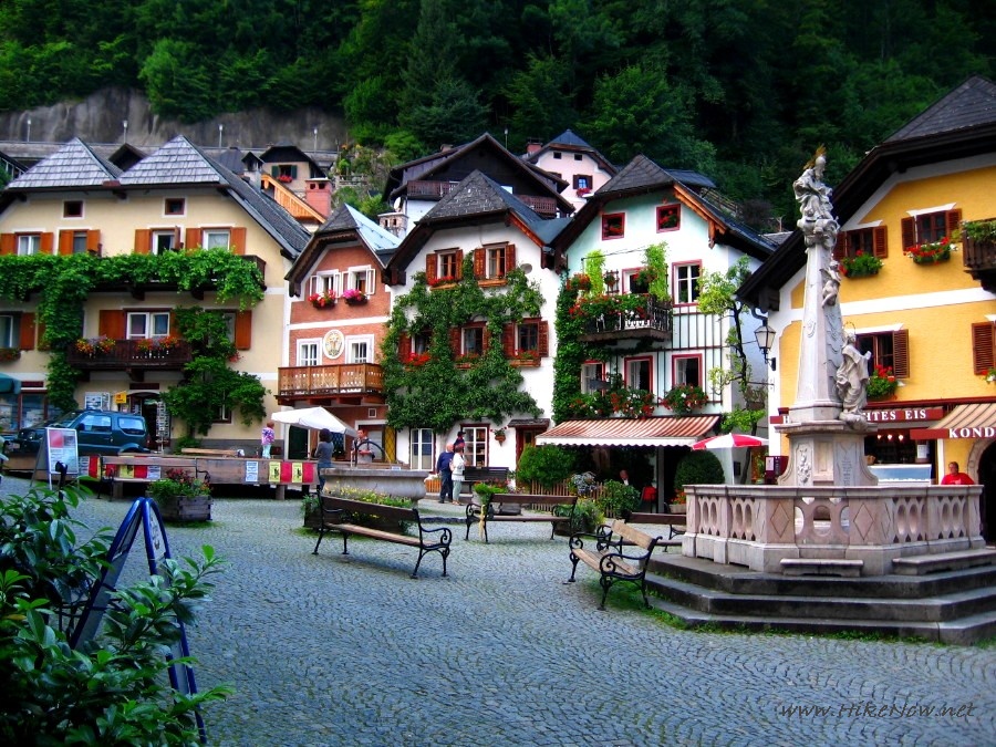 Houses and streets of Hallstatt are squeezed into a pleasant village 