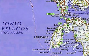 Where is Lefkas island on map - Greece