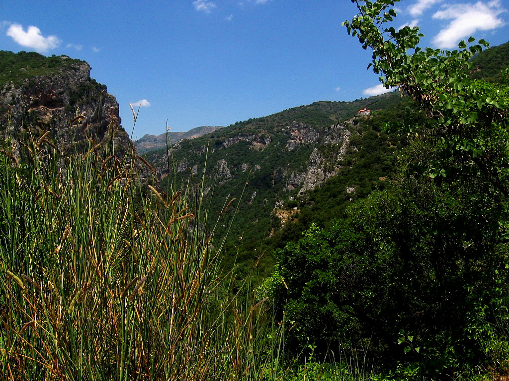 Lousios gorge and its monasteries can be seen while hiking, after reaching it by car from Dimitsana - Peloponnese Greece 