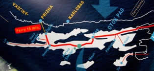 Map of Pag Island Croatia