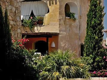 Architecture of buildings with greenery in Porto Cervo - Sardinia