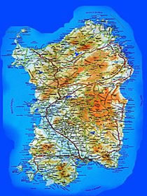 Relief map of Sardinia