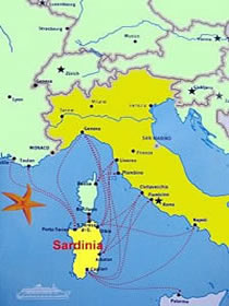 Sardinia ferry map