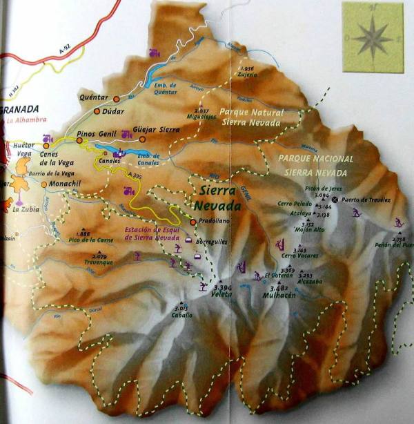 Relief map of Mulhacen - Sierra Nevada, Spain 