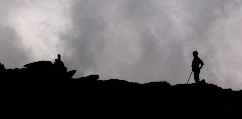 Summit of mt. Mulhacen on a cloudy day - Sierra Nevada, Spain 