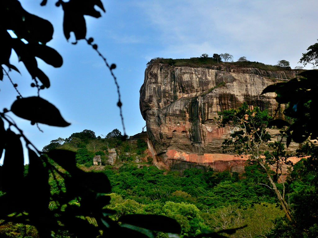 Sigiriya - Lion's rock is a place with a large stone and ancient rock fortress and palace ruin in the central Matale District - Sri Lanka 
