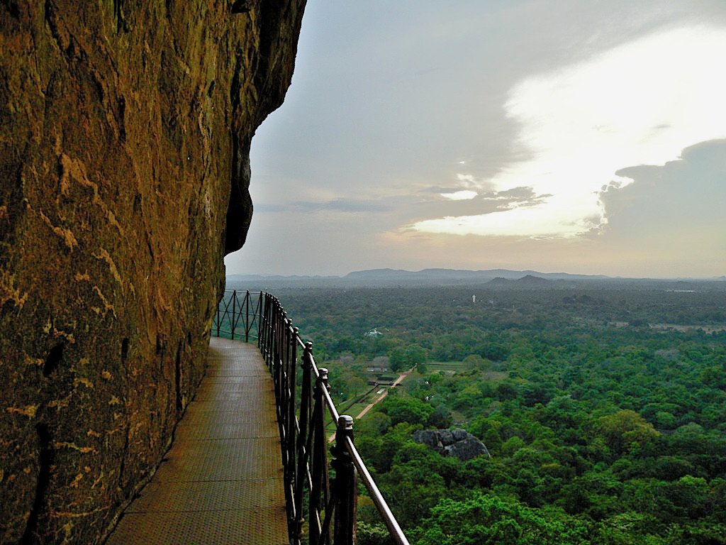 Trail to Lion's rock and view from balcony to the park of Sigiriya - Sri Lanka 