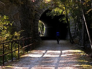 Cycling through former railway Kozina Trieste