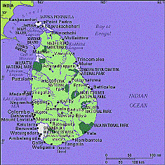 Tourist map of Sri Lanka