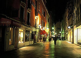 Streets of Venice at the evening