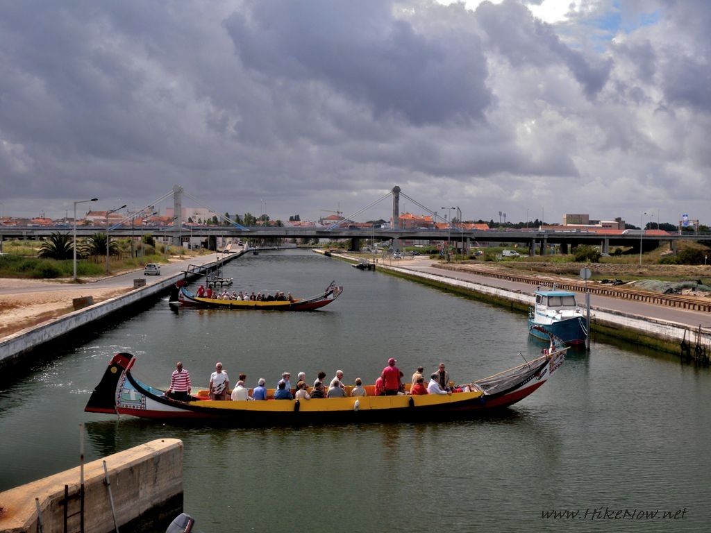 Take a short tour in Aveiro with its colourful gondola-shaped boats along natural lagoons - Portugal