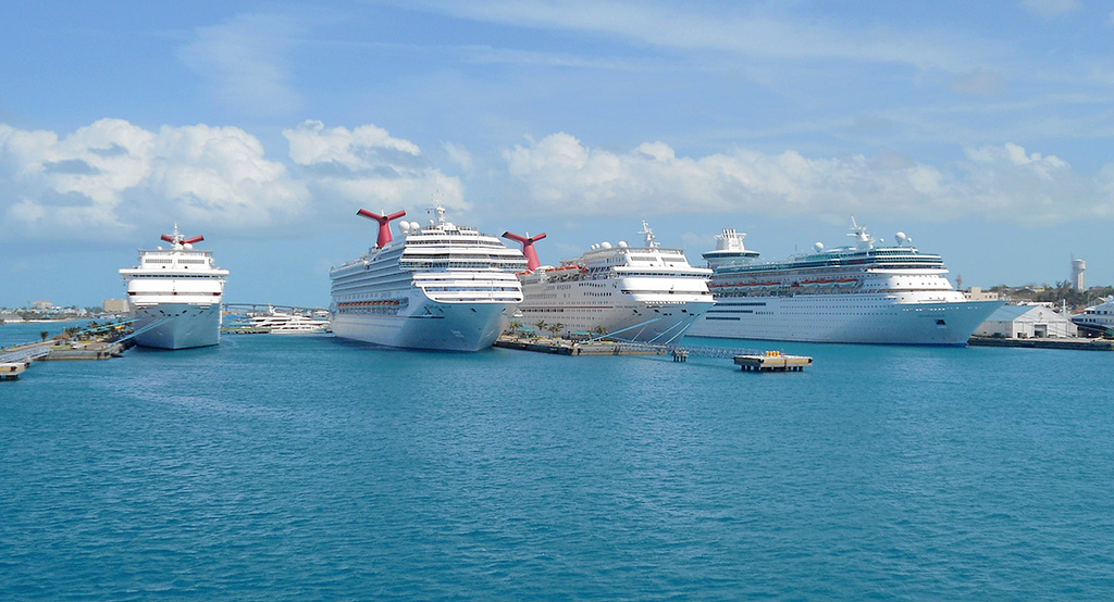Cruise ships in harbor of Nassau - Bahamas 
