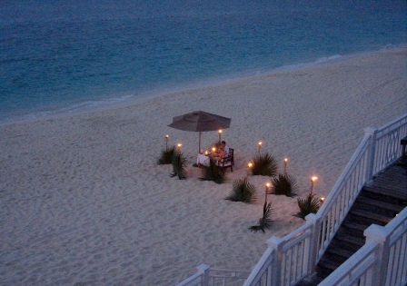 Dinner for two after wedding in Bahamas