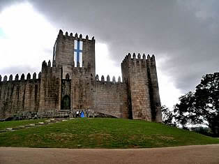 Medieval Castle in Guimaraes built to protect the town?s people from invasion by the Moors, 