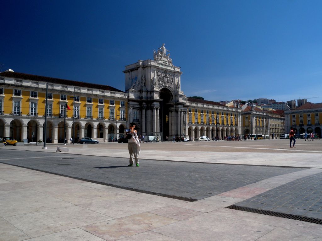 The Praa do Comrcio - Commerce Square in Lisbon is located near the Tagus river