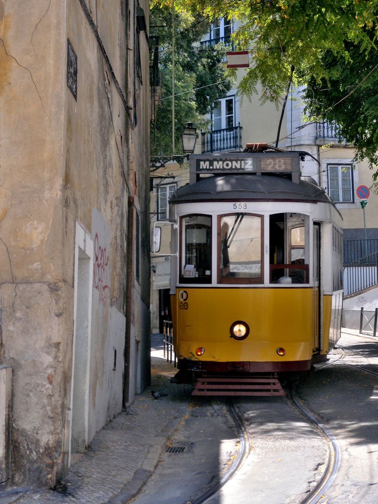 legendary tram 28 is a tourist attraction in itself. It goes to Alfama and all around the town of Lisbon - Portugal
