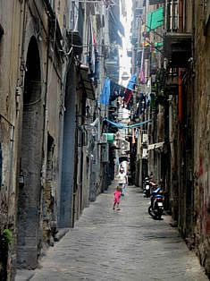 Narrow side streets of Naples - Napoli Italy