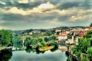 Amarante town with Tamega river Portugal