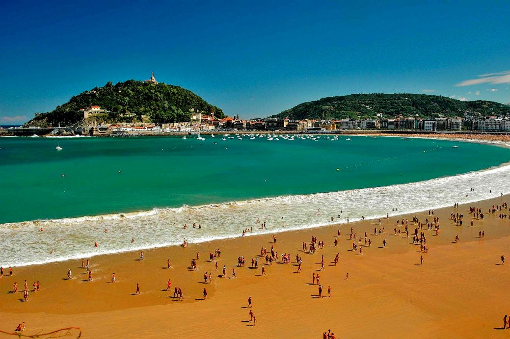 View to San Sebastian La Concha beach on the Atlantic coast - Spain 