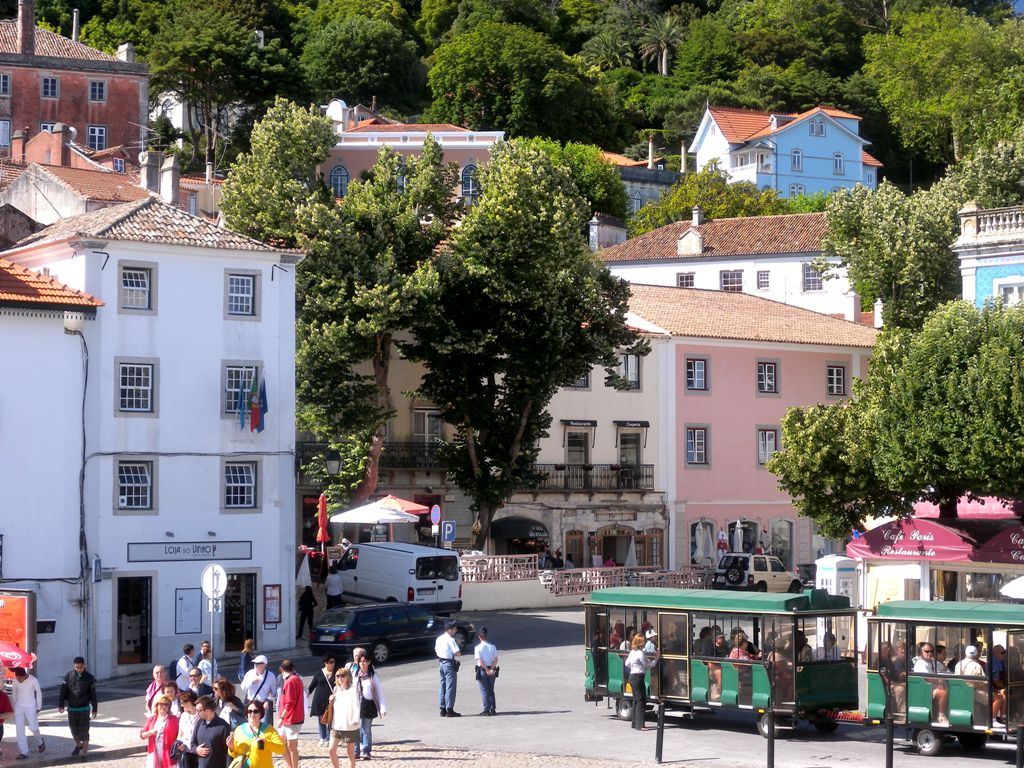 Main square of Sintra with shops, restaurants - Portugal