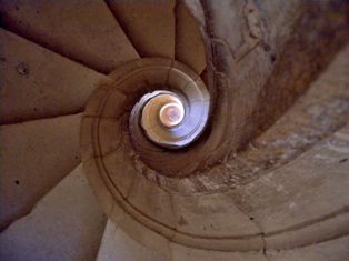 Impressive floating stone spiral staircases in Convento de Cristo Tomar