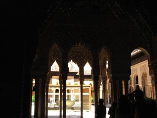 Silhouette of arches The Palace of the Lions  was the architectural pinnacle