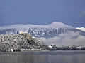 Lake Bled castle mountain winter- Slovenia