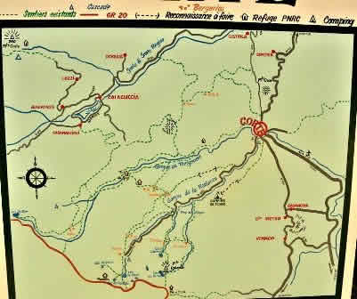 Map of Corte and Restonica