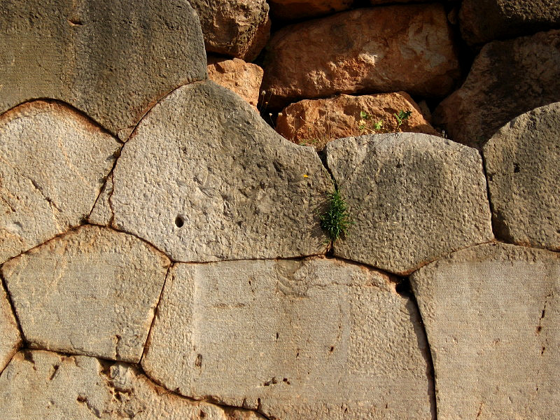 The temple of Apollo was built of polygonal stones around 550 BC - Greece 