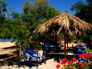 Gialova vilage, Restaurants with shadow - Pylos Greece