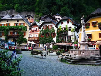 Hallstatt Austria - main square of the small town