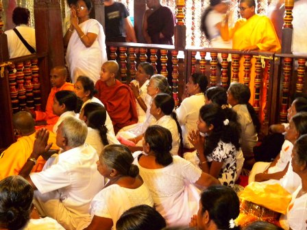 Inside of temple Buddha tooth Kandy - Sri Lanka